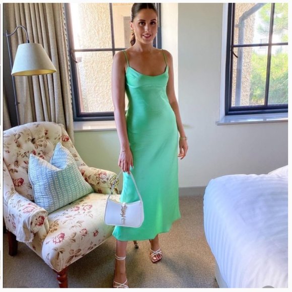 ZARA Mint Green Satin Effect Open Back Midi Maxi Dress $59.90 - Picture 7 of 17